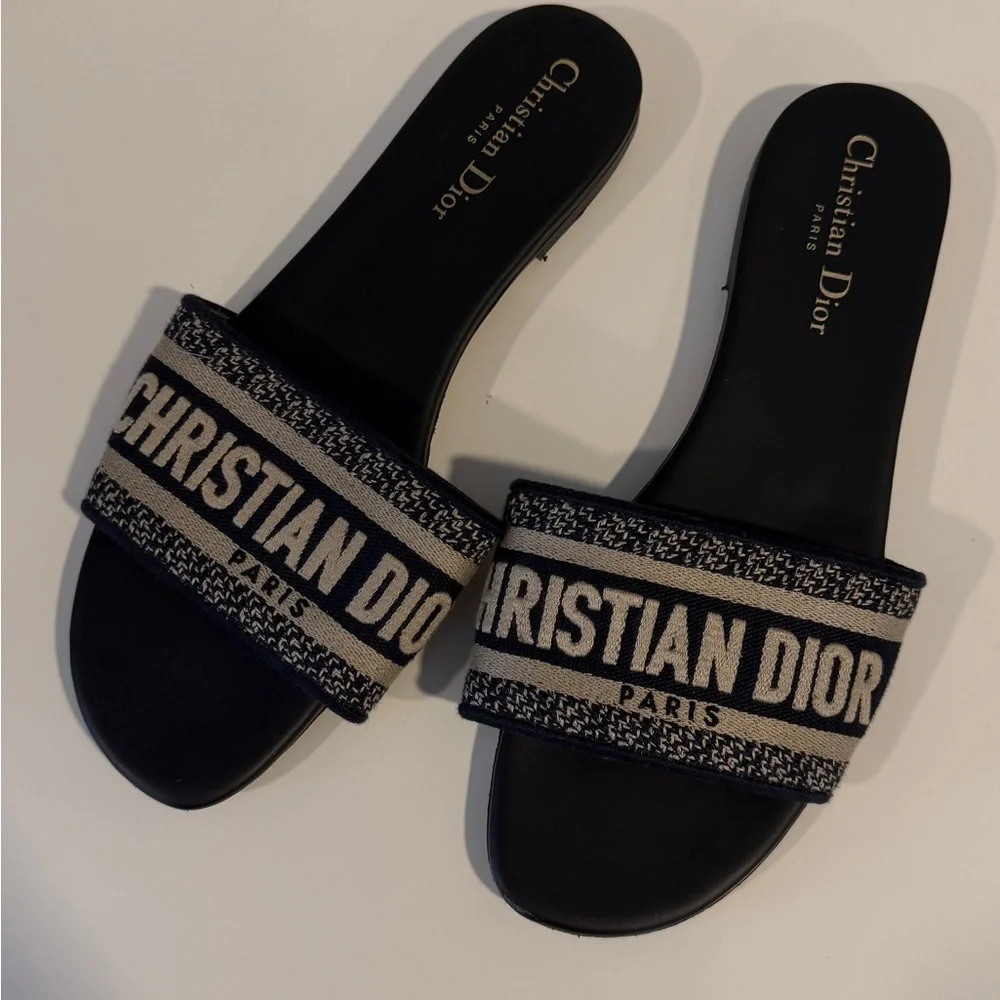 Dior Blue and Cream Women's Sandals - Picture 1 of 4